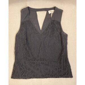 Laundry Black Lined Lace Top Tank Shell Blouse